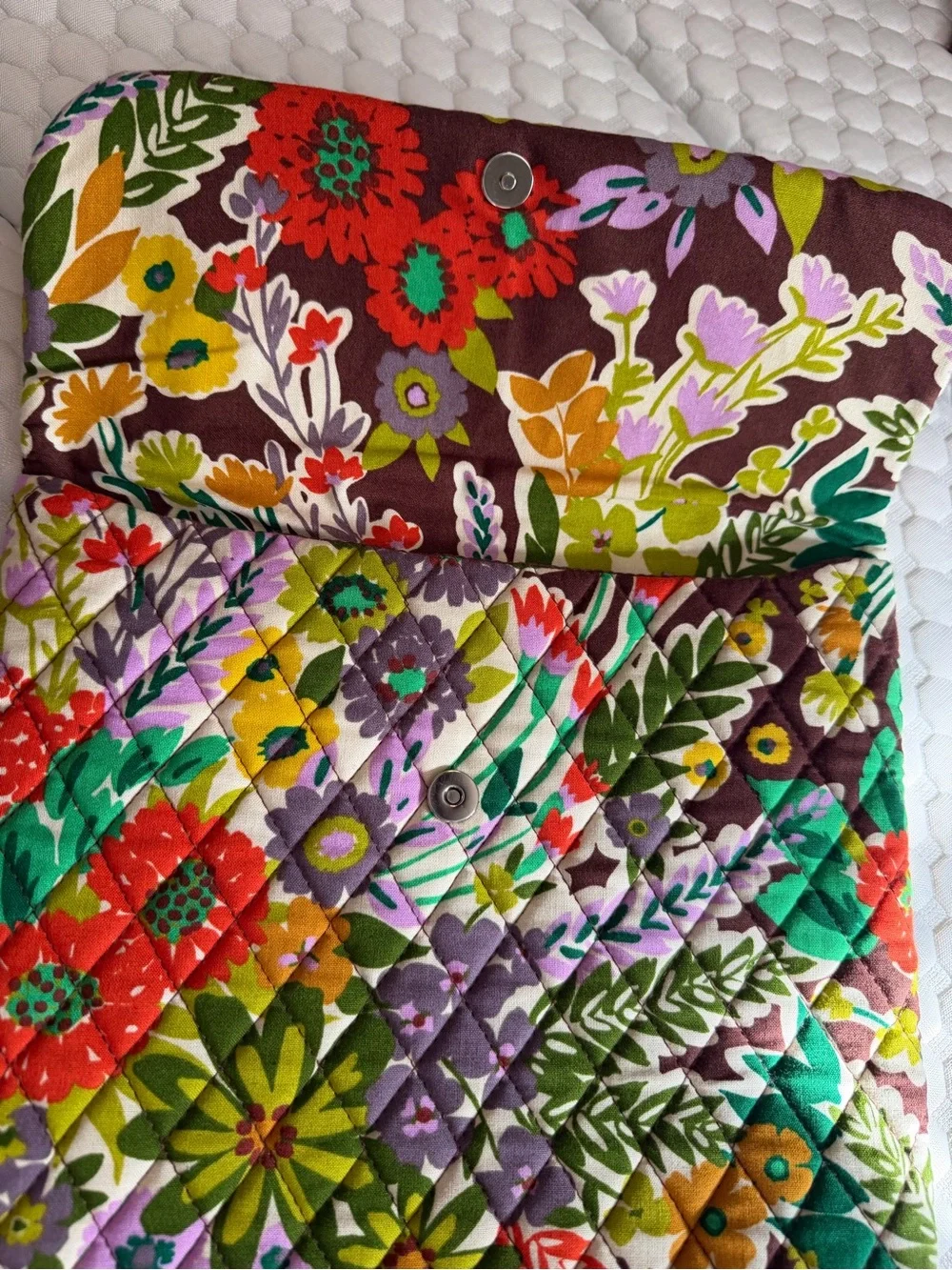 Vera Bradley Floral Quilted Laptop Sleeve in Brown, Green, Red, Purple